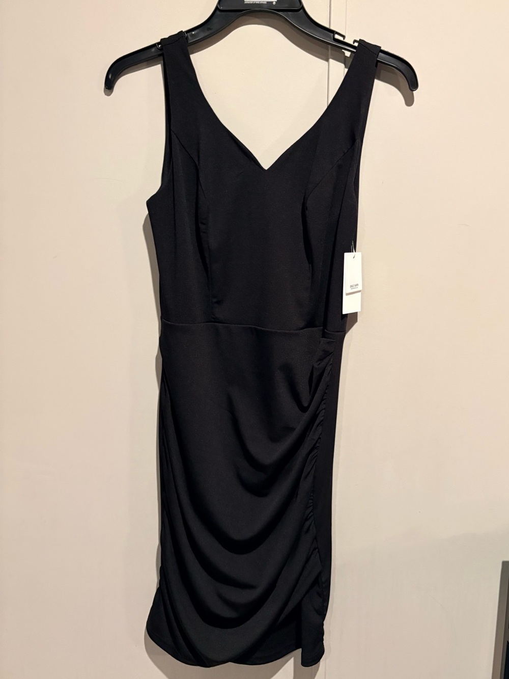 NWT Grace Karin Black Ruched V-Neck Sleeveless Bodycon Party Dress - Size M